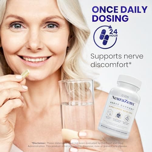 Zen Nutrients NeuraZenX Nerve Support & Peripheral Neuropathy Support Supplement with 1200mg Alpha Lipoic Acid (ALA), Benfotiamine, L-Carnitine, and Turmeric - Thumbnail 5