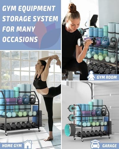 Staransun Staransun Weight Rack for Dumbbells - Widened Home Gym Storage Rack - Dumbbell Rack with 4 Flexible Wheels and Unique Storage on Both Sides - Thumbnail 2