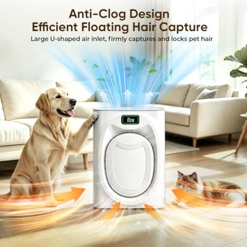 KEN BROWN Pet Air Purifier for Large Rooms up to 2500 Ft², Reduce Pet Hair, Dander, Odors, Smoke, Dust, Washable Pre-Filter, H13 HEPA, PM2.5 Air Quality Monitor, Auto Mode, Smart WiFi - Thumbnail 2