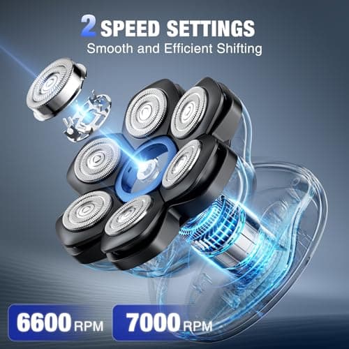 7D Head Shavers for Bald Men - 2026 New Dual Speed Electric Shaver, Bald Head Shaver with Magnetic Shaver Head IPX6 Waterproof Wet/Dry Use Shaving Balding Clipper LED Display Cordless Head Razor Gray - Thumbnail 5