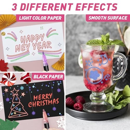 GLOPUS Outline Glitter Markers, Teen Girl Gifts Trendy Stuff, Art Supplies for Kids 6-8 9-12, Crafts for Girls 8-12, 12 Self Outline Metallic Markers, Gift for 4-12 Year Old Girls Birthday Gift - Thumbnail 2