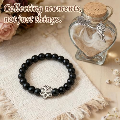 COSOWO Dog Memorial Bracelet – Adjustable Pet Keepsake with Paw & Heart Charm, Sympathy & Remembrance Gift for Dog Loss, Cat & Pet Bereavement, Glossy - Thumbnail 4
