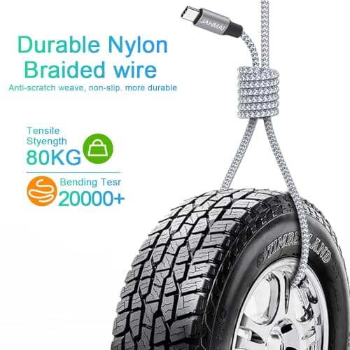 JAHMAI USB C Cable, Nylon Braided USB C to USB c Fast Charging 6ft 3Pack 60W Quick Data Sync Type C Charger Cord for iPhone 17/16/15 Pro Max/17/16/15 Pro/16/15 Plus/17 Air/iPad mini/Galaxy S24/23/22 - Thumbnail 3