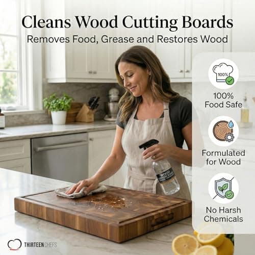 Thirteen Chefs Wood Cutting Board Cleaner - Food Safe Spray for Butcher Blocks and Countertops, Spray Soap for Wooden Surfaces (16oz) - Thumbnail 2