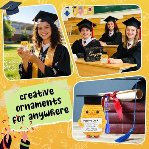 IrichBa Graduation Gifts 2026 for Her Him – DIY Graduation Duck Plush with 3 Replaceable Tassels, Graduation Cap & Card - Funny Emotional Support Gift for Class of 2026 High School College Grad - Thumbnail 4