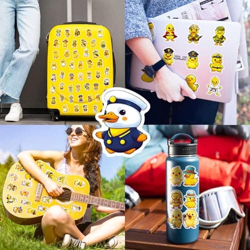 Yellow Duck Stickers, Vinyl Waterproof Decals for Water Bottle, Laptop, Phone Case, Cup, Guitar, Birthday Party Supplies (A-50) - Thumbnail 2