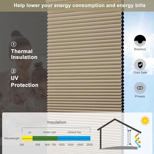 Changshade Blackout Blinds Black Out Shade for Indoor Windows, Cordless Cellular Shades Room Darkening Honeycomb Blinds for Bedroom, Bathroom, Shade Size 50 inch High 28 inch Wide, Brown - Thumbnail 4