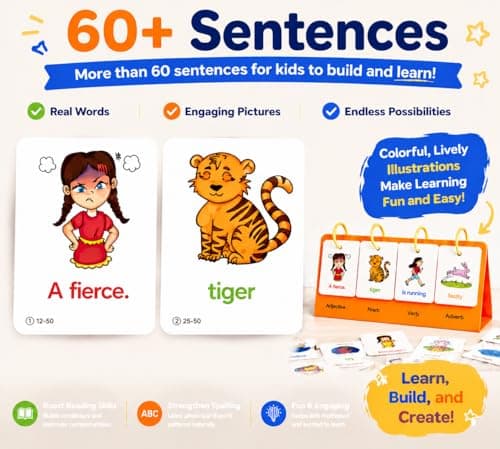 Alened Sentence Building Flash Cards for Kids Ages 5-8, Learn to Read Phonics Toy, Word Games, Speech Therapy Materials, Education Kindergarten Classroom Must Haves for 1st 2nd Grade - Thumbnail 5