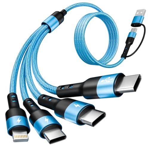 Jogrytece Travel Essentials, 4 in 2 Multi Charging Cable 3 USB C Chargers for iPhone 17, Multi Charger Cord with 3 Type C/IP, Compatible for iPhone 17 to 11, Android, Galaxy, iPad, Data Sync, 5 FT - Image 1