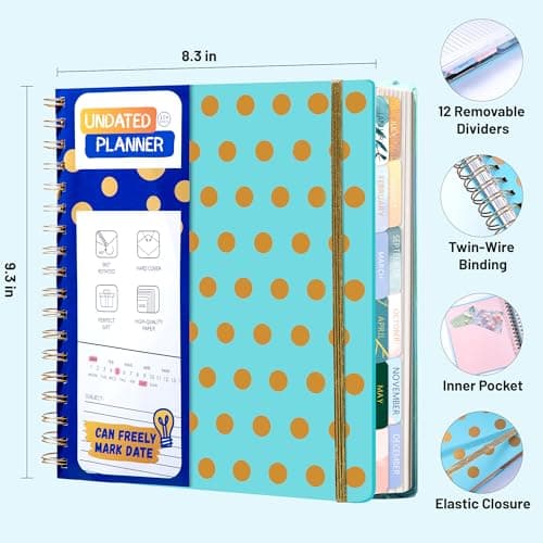 FLYING EAGLE Undated Work Planner, Blue Teal, 8.3" x 9.3" - Thumbnail 2