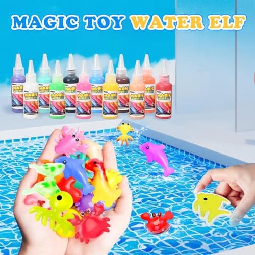 Abifny Magic Water Toy Elf Kit, Aqua Water Fairy Gel 12 Magic Gels Kit 12 Molds Creative Water Pets Squishy Toys for 4 5 6 7 Year Old Kids DIY STEM for Kids (12 Colors) - Thumbnail 6