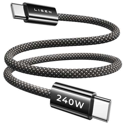 LISEN 240W Short USB C Cable, USB C to USB C Cable for iPhone 17 16 15 Pro Max iPad MacBook Pro Samsung S25 PS/2 Cable, 1.6FT/2 Pack/Black - Image 1