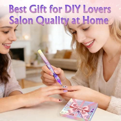 12 Colors Nail Art Pens Set, 0.5mm Fine Tip Nail Polish Markers, Quick Dry Waterproof Acrylic Paint Pens for Gel Design Abstract Lines Doodle, Mistake-Proof DIY Manicure Kit Beginners Teens Women - Thumbnail 6