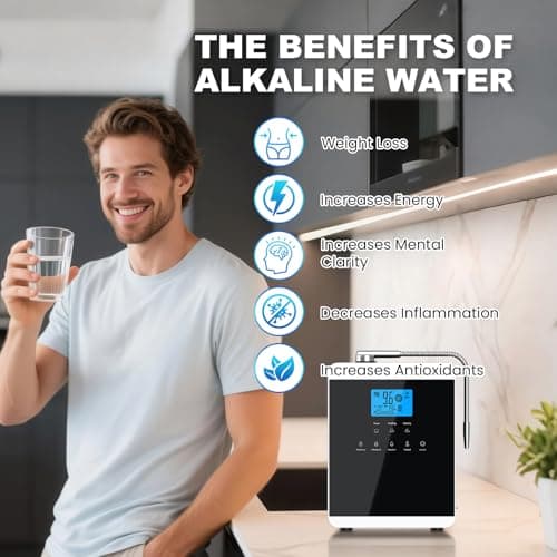 11 Titanium Plates Alkaline Water Ionizer Machine for Home, Alkaline Water Machine pH 3.5-10.5 Acid Water Purifier Water Generator Water Filter Up to -600mV ORP, 10000 Liters Per Filter, Auto-Cleaning - Thumbnail 6