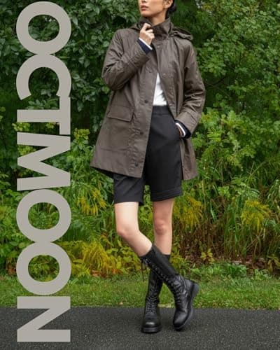 Women's Waterproof Raincoat Jacket with Hood - Lightweight, Stylish Windbreaker with Snap Buttons & Metal Detail - Waterproof Rain Gear for Women, Light Rain Poncho for Outdoor, Daily Wear(Brown)-L - Thumbnail 4