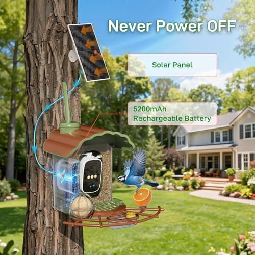 Centvicam Smart Bird Feeder with 2K Camera: Wireless Wild Bird Feeder for Outside with AI Identify Birds Species Solar Powered,HD Video Live Stream, Instant Arrival Alerts - Green - Thumbnail 4