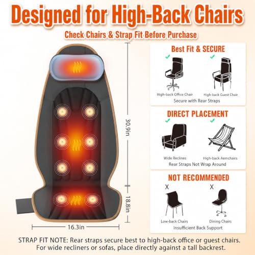 SLOTHMORE Heated Back Massager for Chair, Vibrating Massage Cushion with Heat for Neck, Back & Thighs, Massage Chair Pad for Office Chair, Home Use - Ideal Gifts for Seniors, Parents, Office Workers - Thumbnail 2