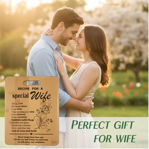 Gifts for Wife Birthday Gift Ideas, Recipe Cutting Board for Wife, Best Gifts for Christmas, Birthday Day, Valentines Day Gift Bamboo Cutting Board Kitchen Decor - Thumbnail 5