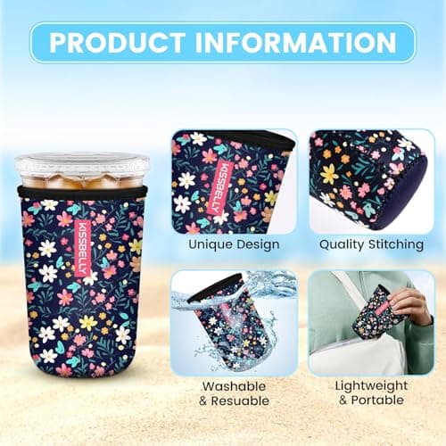Reusable Neoprene Cup Sleeve for Iced Coffee Cups, 3 Pack Iced Coffee Cup Insulator Sleeve for Iced & Hot Drinks Durable Beverage Cooler Holder for Iced Coffee & Cold Soda - Thumbnail 3