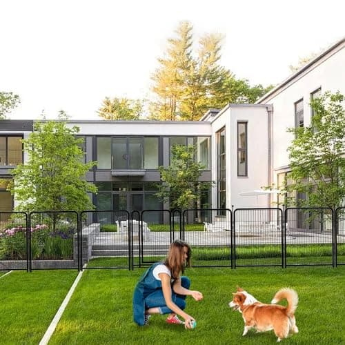 Getlay Dog Playpen 48inch 12 Panels, Puppy Playpen Indoors, Dog Fence Outdoor for Yard, Wide Door Low Threshold Garden Fence for Medium/Large Pets. Black Dog Pens Total 26.6 Ft(L) - Thumbnail 5