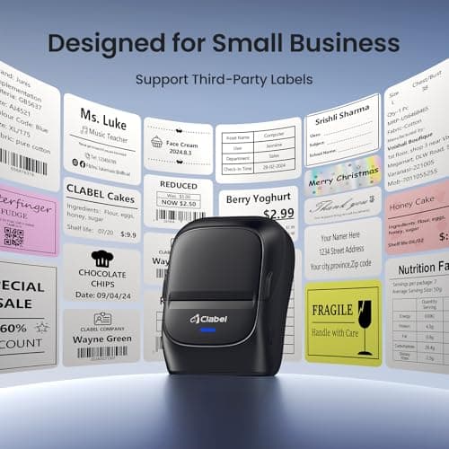 CLABEL 221B 2" Bluetooth Thermal Label Printer with 3 Label Rolls, Black - Thumbnail 2