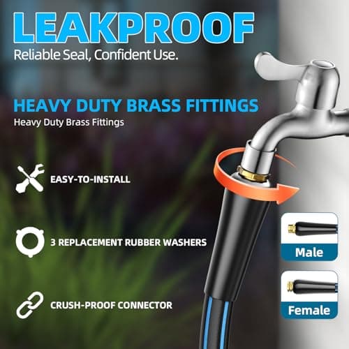 Besiter Short Garden Hose 3FT: Water Hose Lightweight with Double Copper Fittings - Flexible Swivel Leak-Free Quick Connections 5/8" - Hybrid Rubber Portable Hose for Garden Watering Car Pet Cleaning - Thumbnail 3