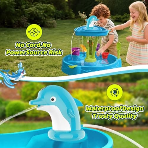 New Water Table Pump, Dolphins Cordless Rechargeable Pump for Water Tables, 3 Hours of Non-Stop Work Fun Water Fountain Play, No Drill Installatio, Water Play Table Accessories for Toddlers & Kids - Thumbnail 3