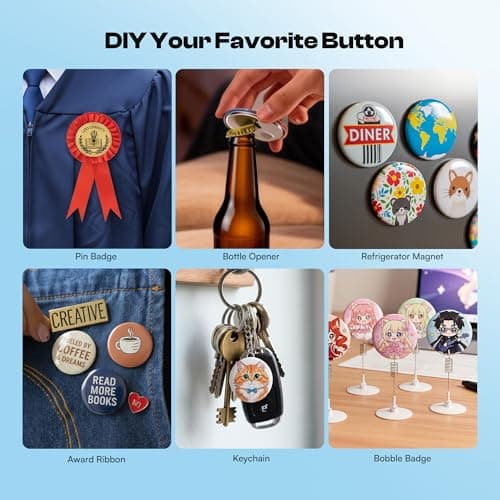 Caydo Button Maker Machine Multiple Sizes, 1+1.25+2.25 Inch Pin Maker Machine Kit, 3 in 1 Button Press Machine Making Kit with Maker Supplies for Fridge Magnet Keychain Bottle Opener DIY Crafts - Thumbnail 6