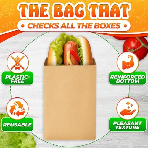 Set of 120 Tiny Small Brown Paper Bags - Sturdy Brown Lunch Bags for Snacks, Pastries, Cookies & Candies, Party Favors and Gifts - Durable & Convenient Size (7.9x1.6x3.9") Great for Home and Business - Thumbnail 4