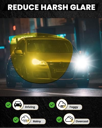 SODQW Night Driving Glasses for Women Men Polarized Anti Glare Night Vison Glasses for Nighttime Driving UV400 Yellow Lens 26 - Thumbnail 6