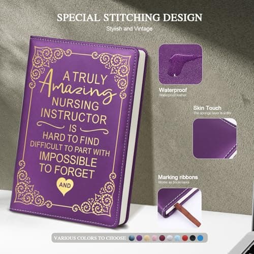 QDWXDEL Nurses Week Gifts,A5 Hardcover Leather Journal for Women - 200 Pages Premium Paper Notebook, Nurse Journal Notebook for School, Work (Nurse Purple) - Thumbnail 3