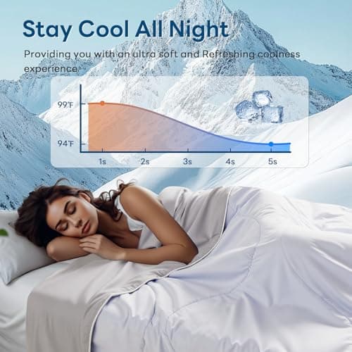 NEXHOME PRO Cooling Comforter, Twin Size, Double Sided, All Season, Silk Smooth, Breathable & Lightweight, 68"x90", Blue - Thumbnail 2