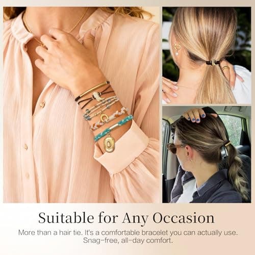 5 Pcs Hair Tie Bracelets for Women, Western Cowboy Hat & Boot Design Boho Hair Ties, No-Pull, No-Damage Elastic Hair Bands for Fine & Thick Hair Ponytail Holders - Thumbnail 6