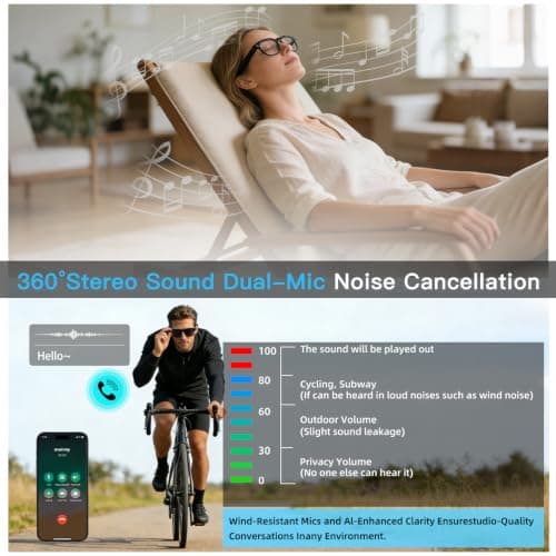 linktoonex AI Smart Glasses with Camera for Men Women, 4K Video Recording, Real-Time Translation, Photochromic Lenses, Open Ear Bluetooth Audio, POV Camera Glasses for Travel Cycling Driving - Thumbnail 5