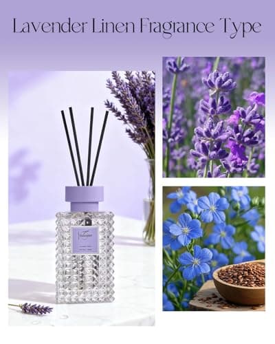 Hazioglen Reed Diffuser Set, Lavender Linen Scented Home Fragrance Air Freshener for Bathroom Shelf Decor, 5.07 fl oz/150ml Essential Oil with Sticks - Thumbnail 6
