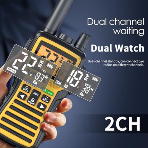 Gaswei GU1 Long Range Walkie Talkies, 2 Way Radio Walkie Talkie with Flashlingts, 60 Channels & 121 Privacy Codes, NOAA Weather Alert, VOX, FM Radio, SOS for Job Site, Hiking, Camping (Yellow) - Thumbnail 4