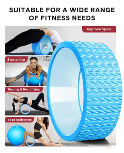 HAPBEAR Back Roller - Yoga Wheel Set with 26'' Anti-Burst Exercise Ball – 12'' PP Inner Core Spine Alignment Tool for Back Pain Relief,Core Strength & Full-Body Workout, Back Roller Wheel for Home Gym & Therapy, Pump Included - Thumbnail 6