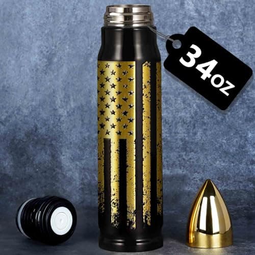 Funslive Gifts for Men Him - 34 oz Black Tumbler American Flag Bullet Tumbler - Bullet Cup for Dad - Easter Stocking Stuffers for Men Husband Dad - Anniversary Birthday Husband Mens Gift 2026