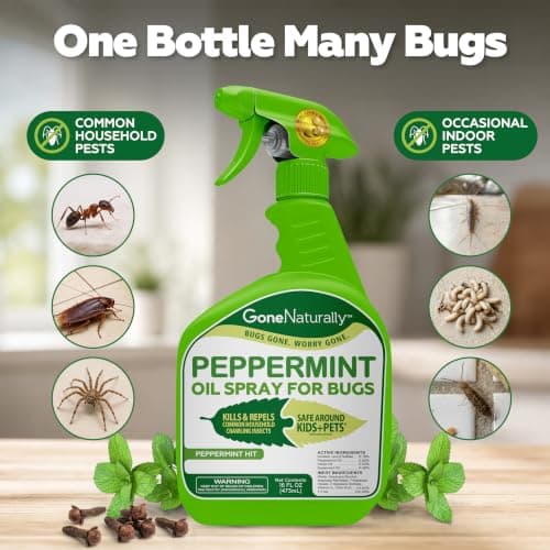 GoneNaturally Peppermint Oil Spray for Bugs– Extra Strong Insect Repellent & Bug Spray for Home– Kills & Repels Ants, Roaches, Spiders & More– Safe Around Kids & Pets– Indoor & Outdoor Use (16oz) - Thumbnail 5
