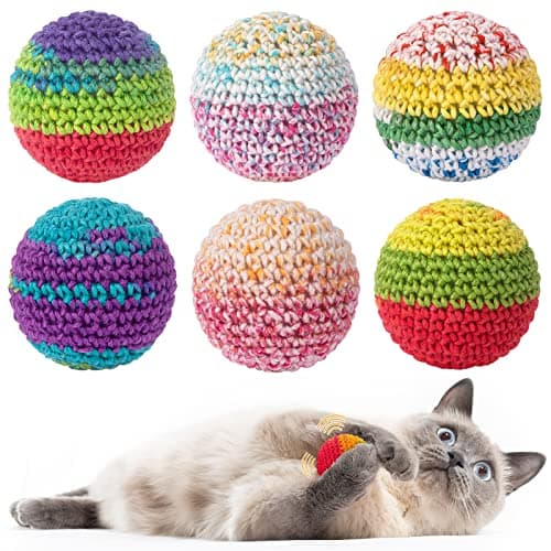 Retro Shaw Cat Toys Balls, Yarn Cat Ball with Bell Inside, Kitten Toys for Indoor Cats Kitty, Interactive Cat Nip Chew Toys for All Pet Breed 6 Pack