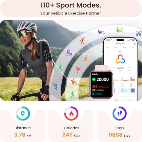 Smart Watches for Women, Womens Smart Watch for iPhone & Android & Samsung, Smartwatch with Call & Alexa, Sleep,Heart Rate,Pressure,SpO2 Monitor & Cycle Tracking, 100+ Sports Modes Fitness Watch-Pink - Thumbnail 5