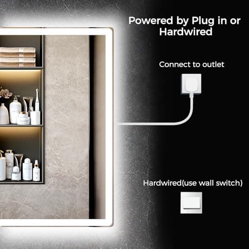 24"x32" LED Bathroom Vanity Mirror with Lights, Anti-Fog, Dimmable, Lighted Bathroom Mirror for Wall, Rounded-Corner, Memory Function, 5mm Shatter-Proof Tempered Glass, Backlit & Front Lit - Thumbnail 6