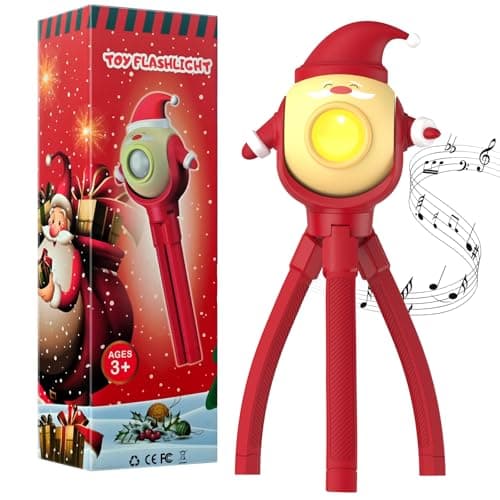 A.S Santa Claus Kids Flashlight, LED Rechargeable Torch with 8 Color Modes & 8 Music, Fun Flashlights for Boys & Girls, Perfect for Parties, Camping & Outdoor Adventures Christmas Gift Toy - Image 1