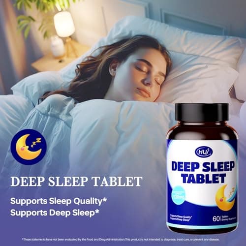 HUJ Deep Sleep Tablet - Supports Sleep Quality & Deep Sleep - Contains GABA, Ashwagandha, Spine Date Seed, L-Theanine, Valerian Extract & Lily Bulb Extract - 60 Tablets - Thumbnail 3