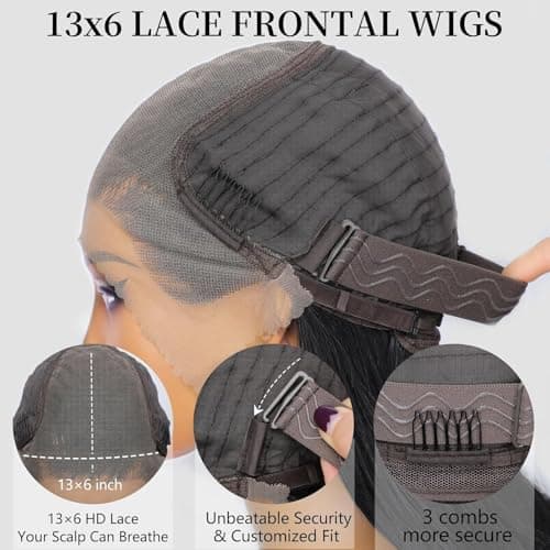 Peerless 28 Inch 13x6 Straight Full Lace Front Wigs Human Hair 200% Density HD Frontal Wigs for Black Women No Synthetic Blend Pre Plucked Glueless Straight Human Hair Wig Natural Color - Thumbnail 5