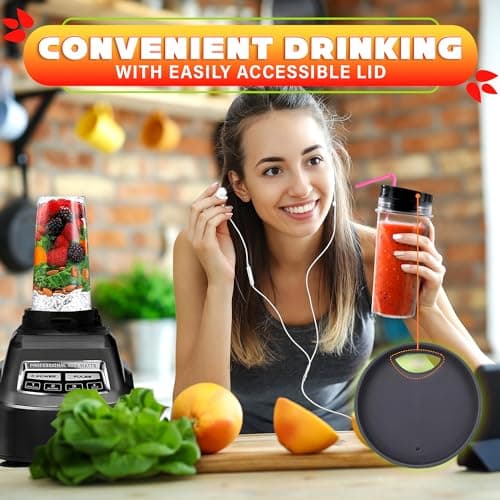 2Pcs Single Serve Blender Cup with Lid - 16 Oz Cup Blender for Smoothies Ninja Blender Cups Replacement - 4 Tabs Single Serving Blender Bottle Lid For Bl770 Bl780 Bl660 Bl740 Nutri Ninja Blenders - Thumbnail 6