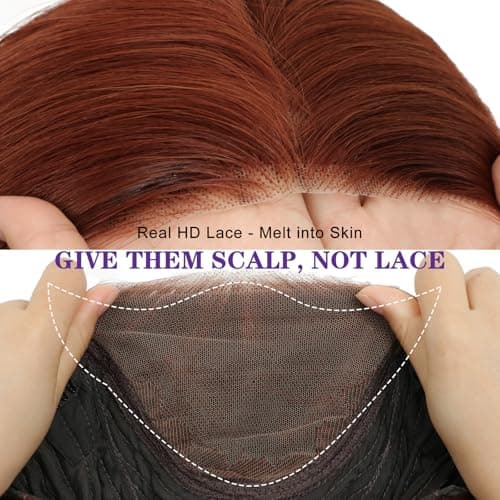 Sotpmal Auburn Synthetic Lace Front Wig,4x6 HD Lace Layered Ginger Glueless Wigs for Women Daily Use Easy to Wear & Style 26IN - Thumbnail 4