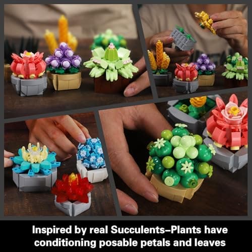 PIKARO Flowers Succulents Building Sets, 12 Plants, for Kids Adults Women - Thumbnail 3