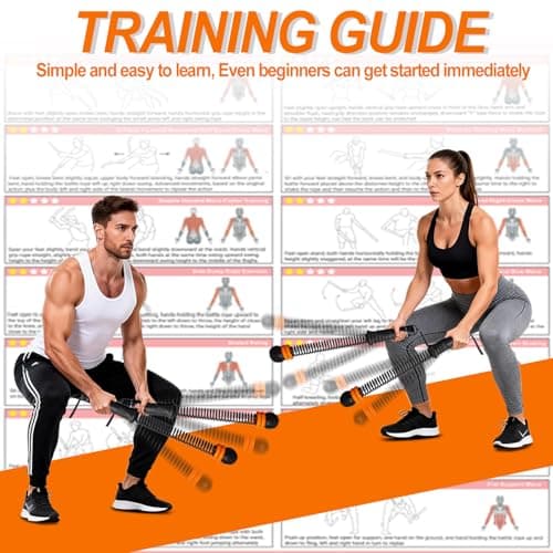 RIZENCE Upgrade Portable Ropeless Battle Ropes - Adjustable Weights Cordless Battle Ropes for Home Gym with Training Poster - Battle Rope Sticks Exercise Equipment for Low-Impact Workout, HIIT & Cardio - Thumbnail 3