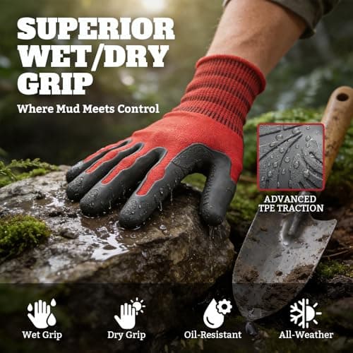 Aegend Gardening Gloves-Enhanced Non-Slip Grip Pattern,Thickened Recyclable TPE Coating-Breathable,Thorn-Resistant Work Glove - Thumbnail 5